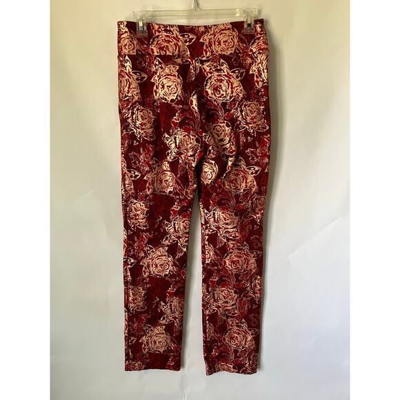 Soft Surroundings Pants Women’s Red Metallic Gold Spandex Stretch Size Small - Picture 2 of 7